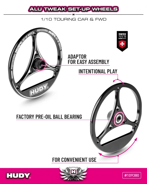 Hudy Aluminium Tweak Set-Up Wheel For 1:10 Touring Car And Fwd (4) — image 4 of 4