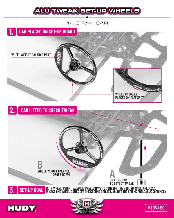 Hudy Aluminium Tweak Set-Up Wheel For 1:10 Pan Car (2) — image 3 of 4