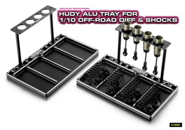 Hudy Aluminium Tray For 1:10 Off-Road Diff + Shocks — image 3 of 3