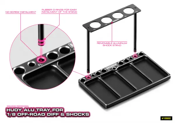 Hudy Aluminium Tray For 1:8 Off-Road Diff + Shocks — image 2 of 3