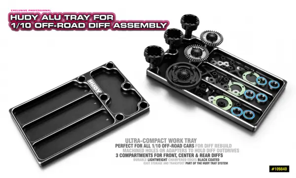 Hudy Aluminium Tray For 1:10 Off-Road Diff Assembly — image 2 of 2
