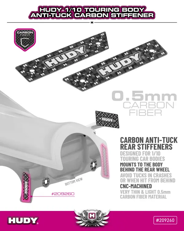 Hudy 1:10 Touring Bodyshell Anti-Tuck Carbon Stiffener - Rear (2) — image 3 of 3