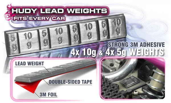 Hudy Lead Weights 4X5G + 4X10G With 3M Glue