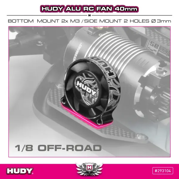 Hudy Aluminium RC Fan 40mm - Bottom/Side Mount 2 Hole &mdash; image 4 of 6