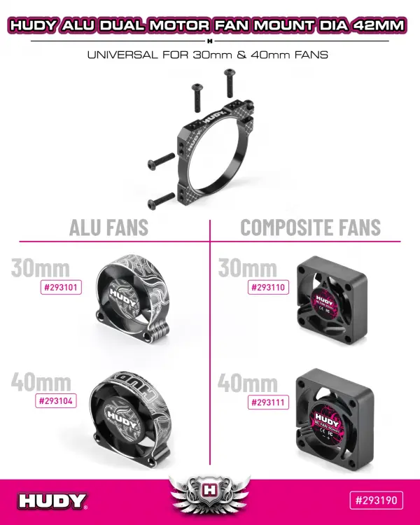 HUDY Aluminium DUAL MOTOR FAN MOUNT Dia 42mm (230mm / 240mm) — image 4 of 4