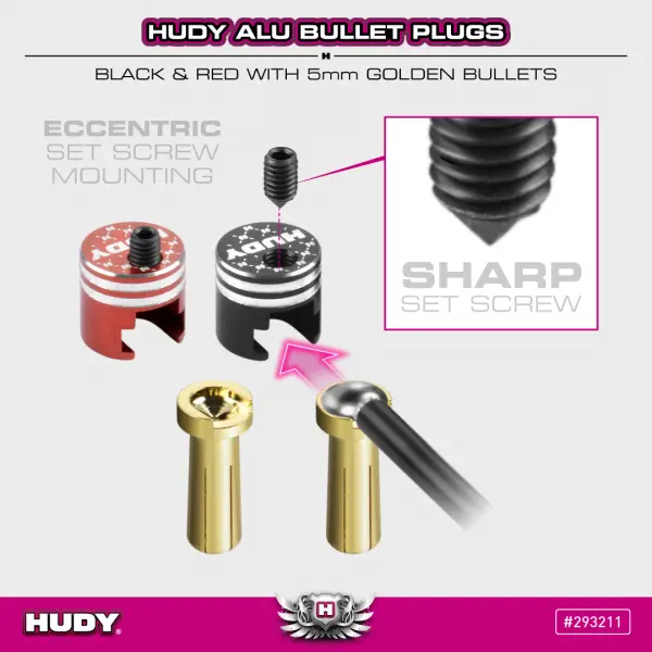 Hudy Aluminium Bullet Plug Black And Red With 5mm Golden Bullets - Set — image 2 of 3