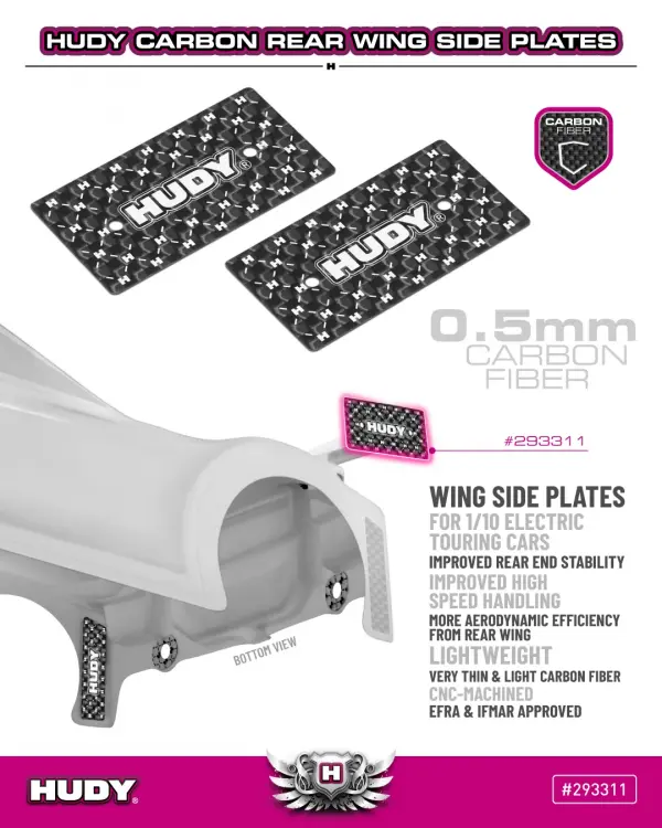Hudy Graphite Rear Wing Side Plate 0.5mm - 1:10 Electric (2) &mdash; image 3 of 3