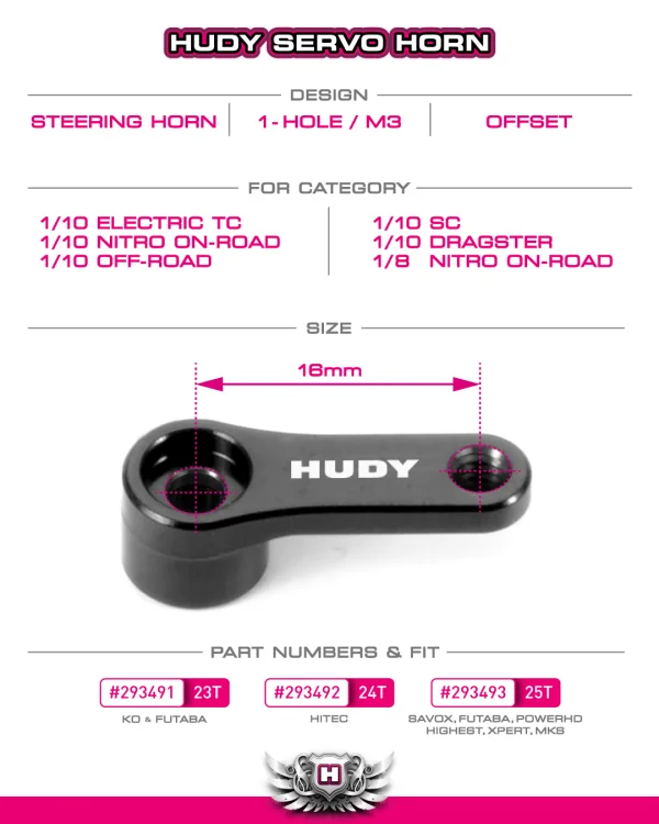 Hudy Aluminium Servo Horn - Futaba - Offset - 25T — image 4 of 4