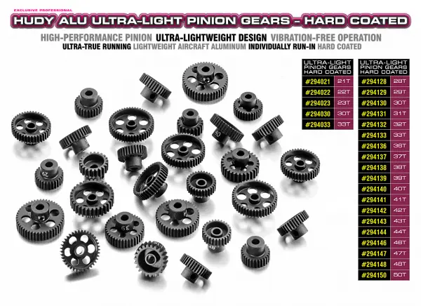 Hudy Aluminium Ultra-Light Pinion Gear - Hard Coated - 33T / 64DP &mdash; image 2 of 2