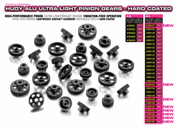 Hudy Aluminium Ultra-Light Pinion Gear - Hard Coated - 60T / 64DP — image 2 of 2