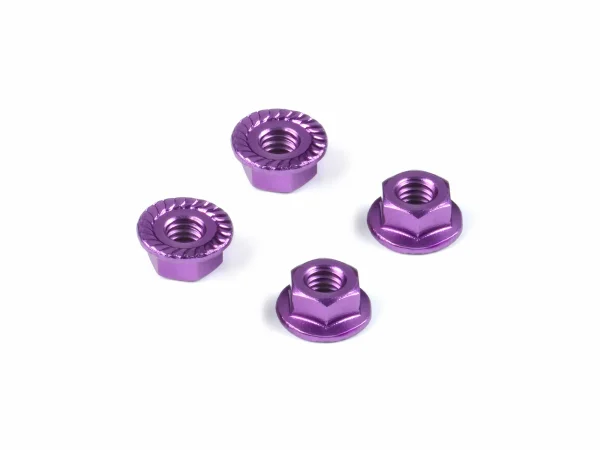 Hudy Aluminium Nut M4 With Serrated Flange - Violet (4)