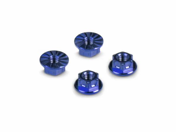 Hudy Titanium Nut M4 With Serrated Flange - Blue (4)