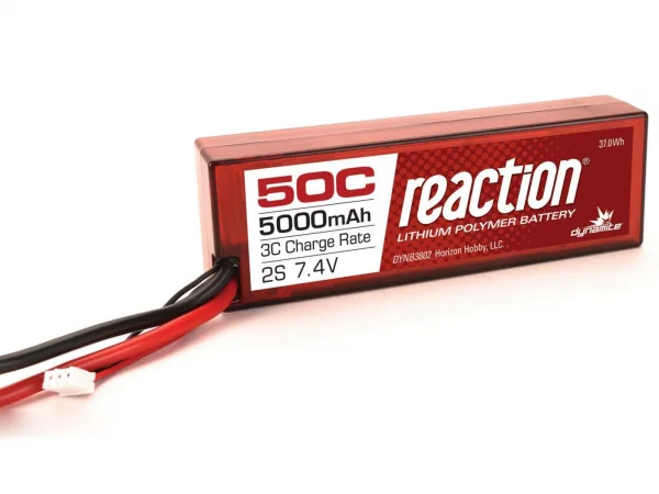 Dynamite Reaction Hard Case LiPo - 7.4V 2S 5000mah 50C - Deans