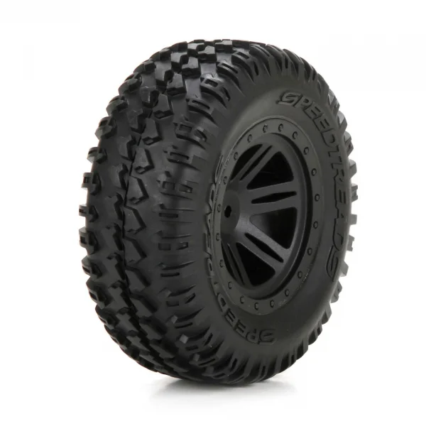Front Tyre Premount Black Wheel (2): 1:10 AMP DB