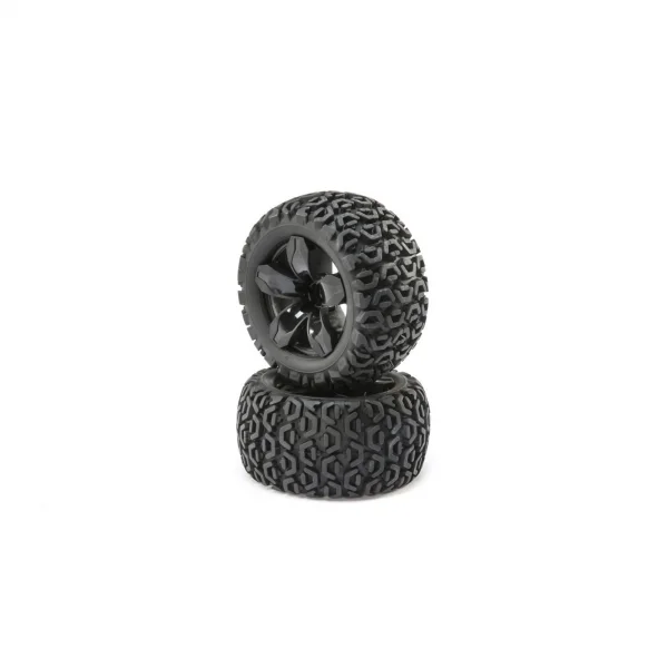 FR/R Tire - Prmnt - Black Wheel (2):1:10 2WD/4WD Ruckus