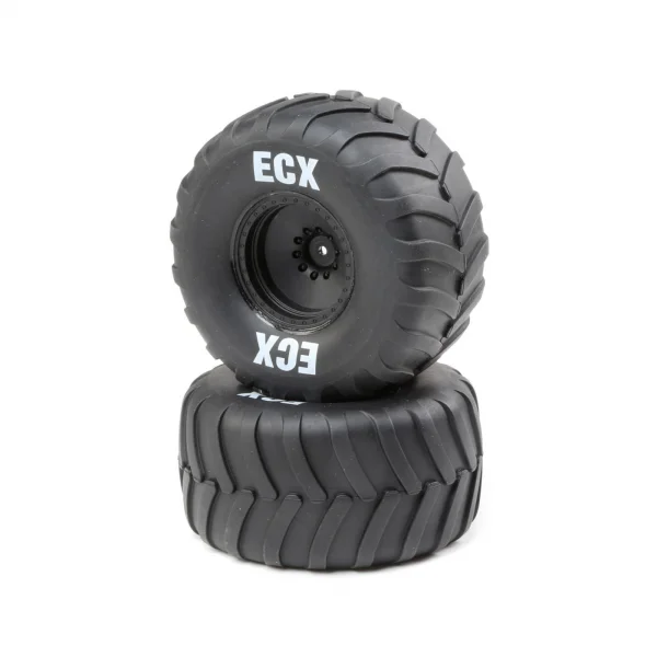 Rt/Lft Tire - Prmnt - Black Whl (2): 1:10 2WD Crush