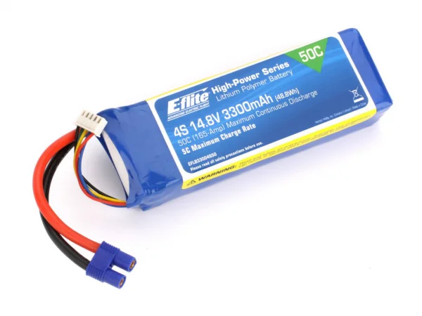 E Flite 3300mAh 4S 14.8V 50C LiPo with EC3 connector