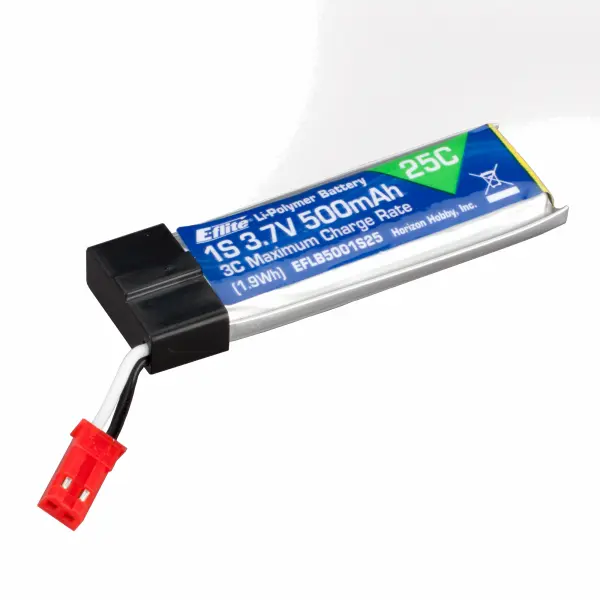 E Flite 500mAh 3.7V 1S 25C LiPo Battery (CA15431) — image 3 of 3