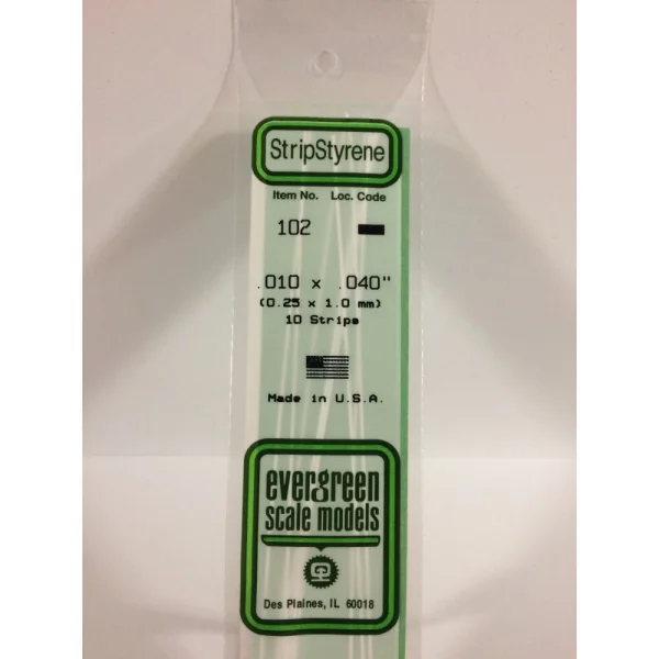 Evergreen 14in (35cm) Strip .010x.040in (10 per pack)