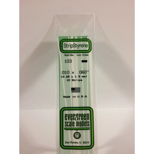 Evergreen 14in (35cm) Strip .010x.060in (10 per pack)