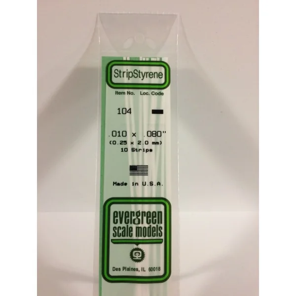 Evergreen 14in (35cm) Strip .010x.080in (10 per pack)