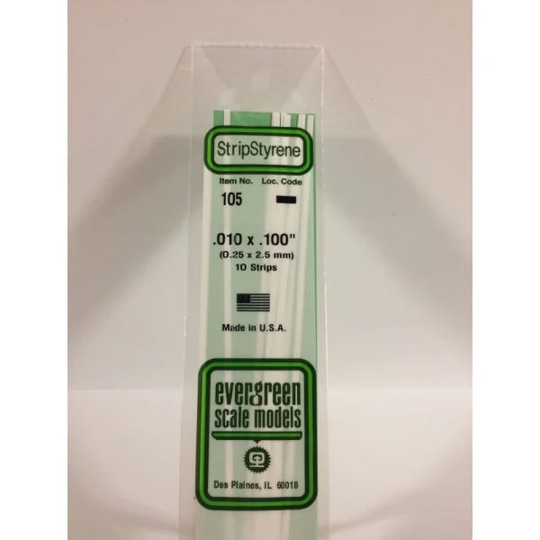Evergreen 14in (35cm) Strip .010x.100in (10 per pack)