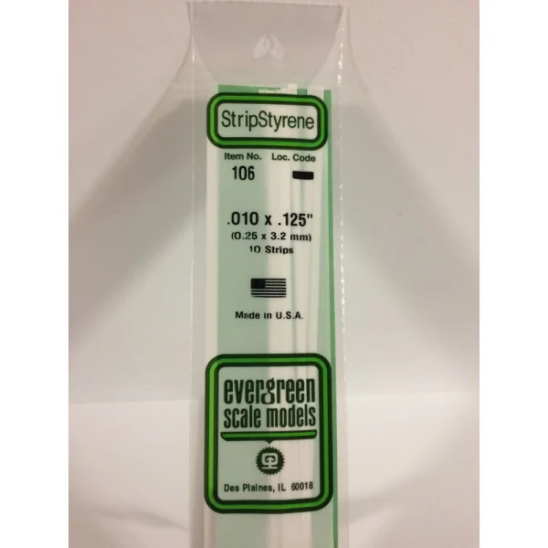 Evergreen 14in (35cm) Strip .010x.125in (10 per pack)