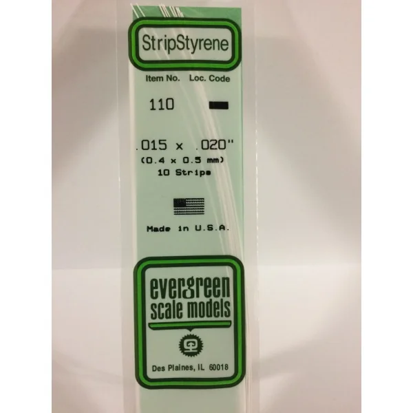 Evergreen 14in (35cm) Strip .015x.020in (10 per pack)
