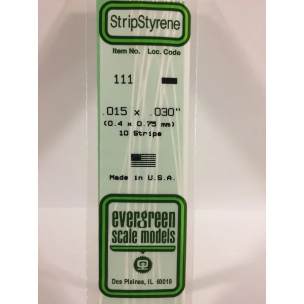Evergreen 14in (35cm) Strip .015x.030in (10 per pack)
