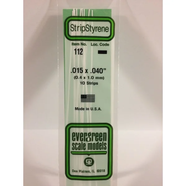 Evergreen 14in (35cm) Strip .015x.040in (10 per pack)