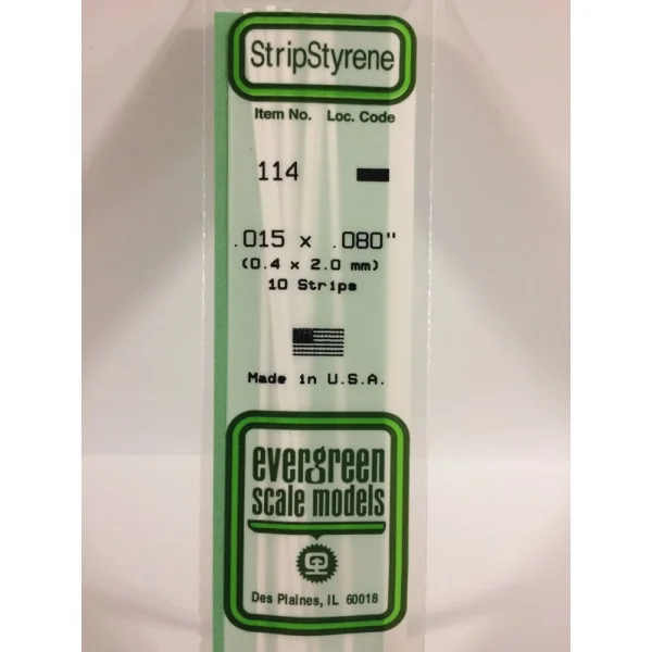 Evergreen 14in (35cm) Strip .015x.080in (10 per pack)