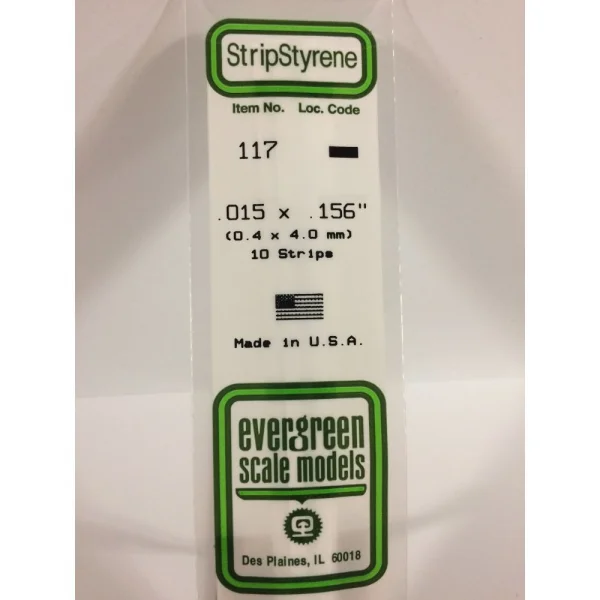Evergreen 14in (35cm) Strip .015x.156in (10 per pack)