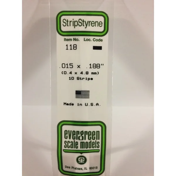 Evergreen 14in (35cm) Strip .015x.188in (10 per pack)