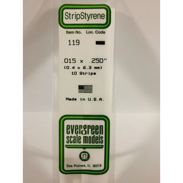 Evergreen [6-119] 14 Strip .015 x .250 (100 per pack)