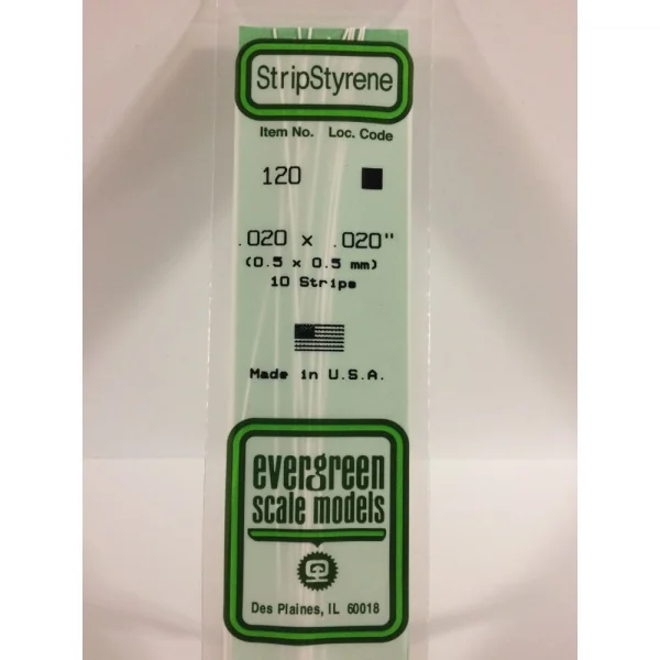 Evergreen 14in (35cm) Strip .020x.020in (10 per pack)