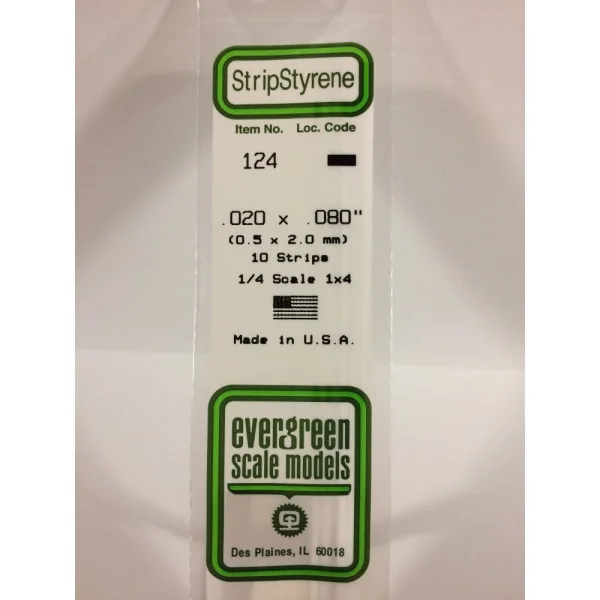 Evergreen [6-124] 14 Strip .020 x .080 (100 per pack)