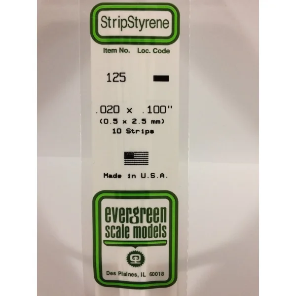 Evergreen 14in (35cm) Strip .020x.100in (10 per pack)