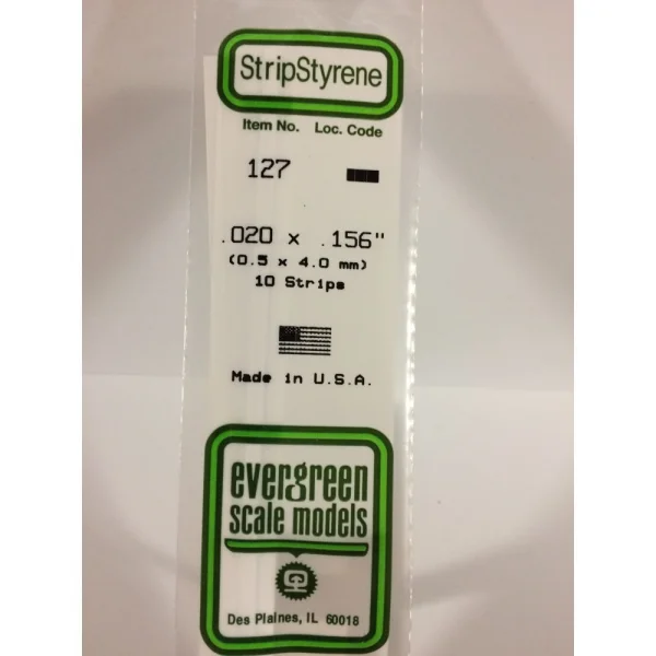 Evergreen 14in (35cm) Strip .020x.156in (10 per pack)