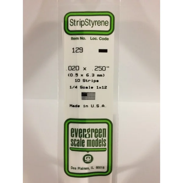 Evergreen 14in (35cm) Strip .020x.250in (10 per pack)