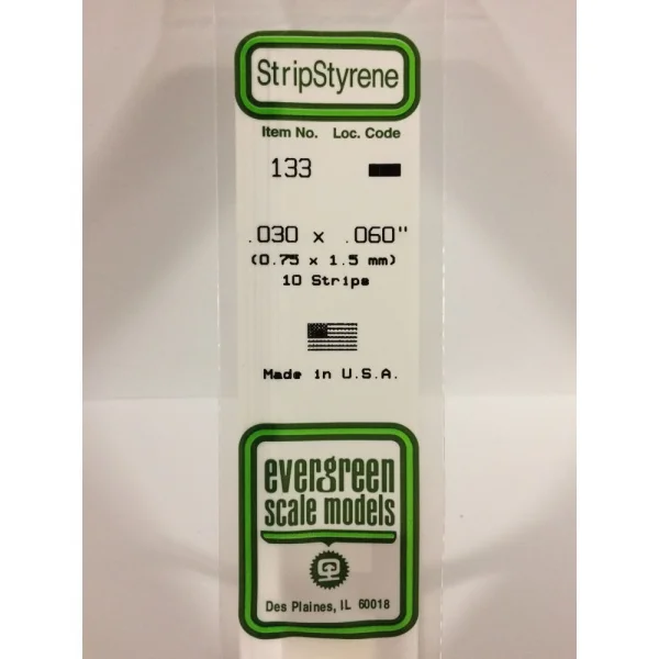 Evergreen 14in (35cm) Strip .030x.060in (10 per pack)