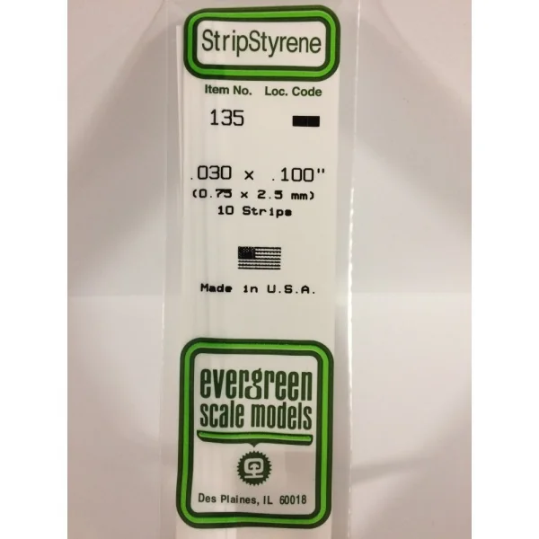 Evergreen 14in (35cm) Strip .030x.100in (10 per pack)
