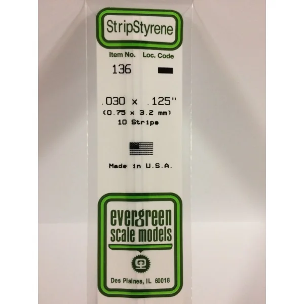 Evergreen 14in (35cm) Strip .030x.125in (10 per pack)
