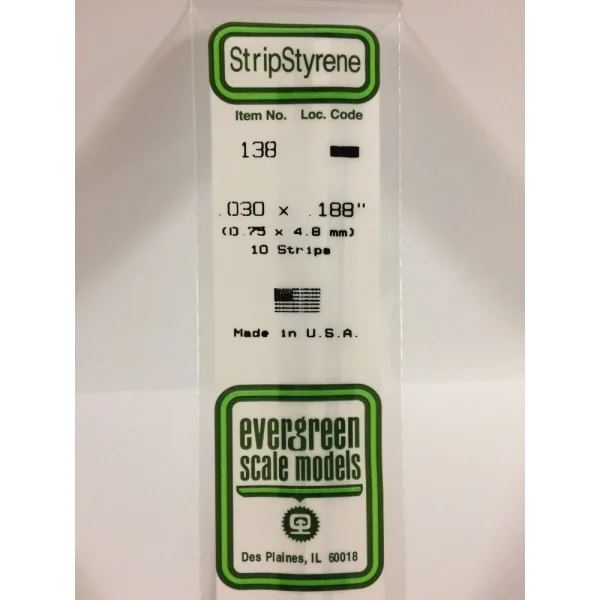 Evergreen 14in (35cm) Strip .030x.188in (10 per pack)