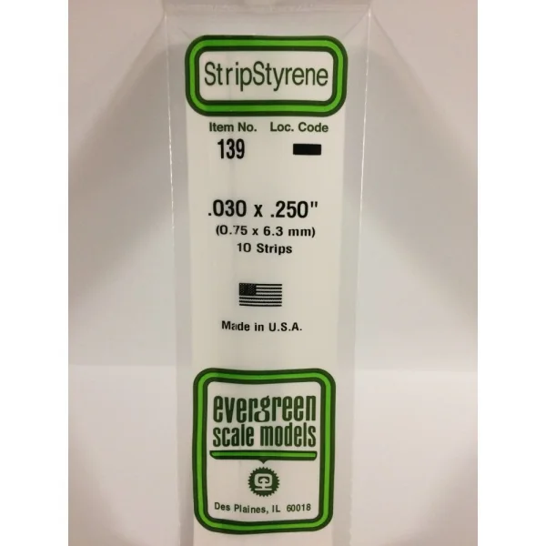Evergreen 14in (35cm) Strip .030x.250in (10 per pack)