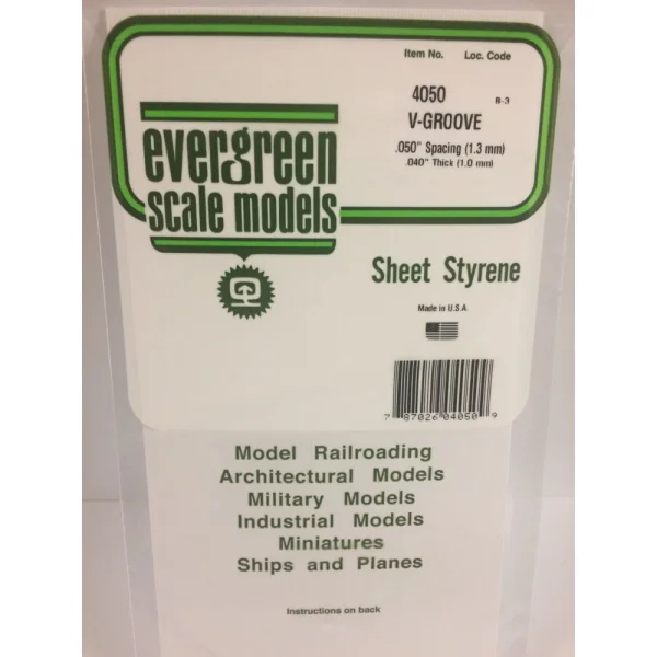 Evergreen [14050] 12 x 24 V-Groove Siding .040 Thick .050 Spacing (1 sheet per pack)