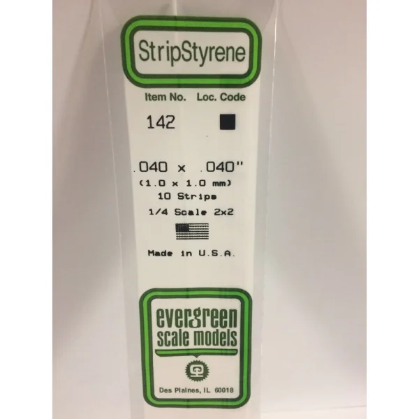Evergreen [6-142] 14 Strip .040 x .040 (100 per pack)