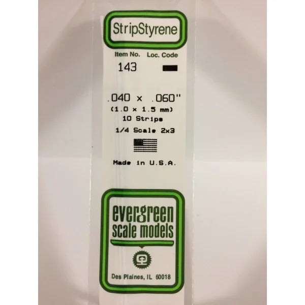 Evergreen 14in (35cm) Strip .040x.060in (10 per pack)