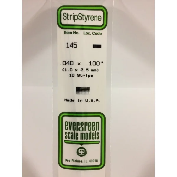 Evergreen 14in (35cm) Strip .040x.100in (10 per pack)