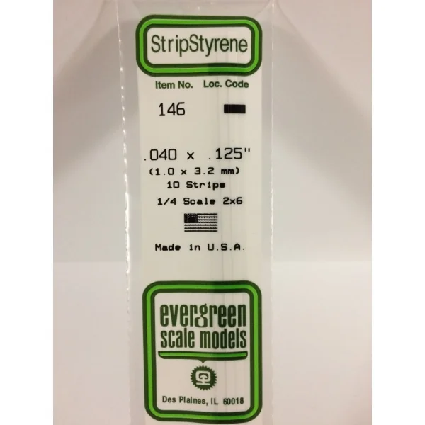 Evergreen 14in (35cm) Strip .040x.125in (10 per pack)