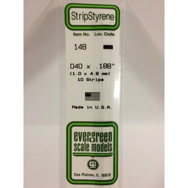 Evergreen [6-148] 14 Strip .040 x .188 (100 per pack)